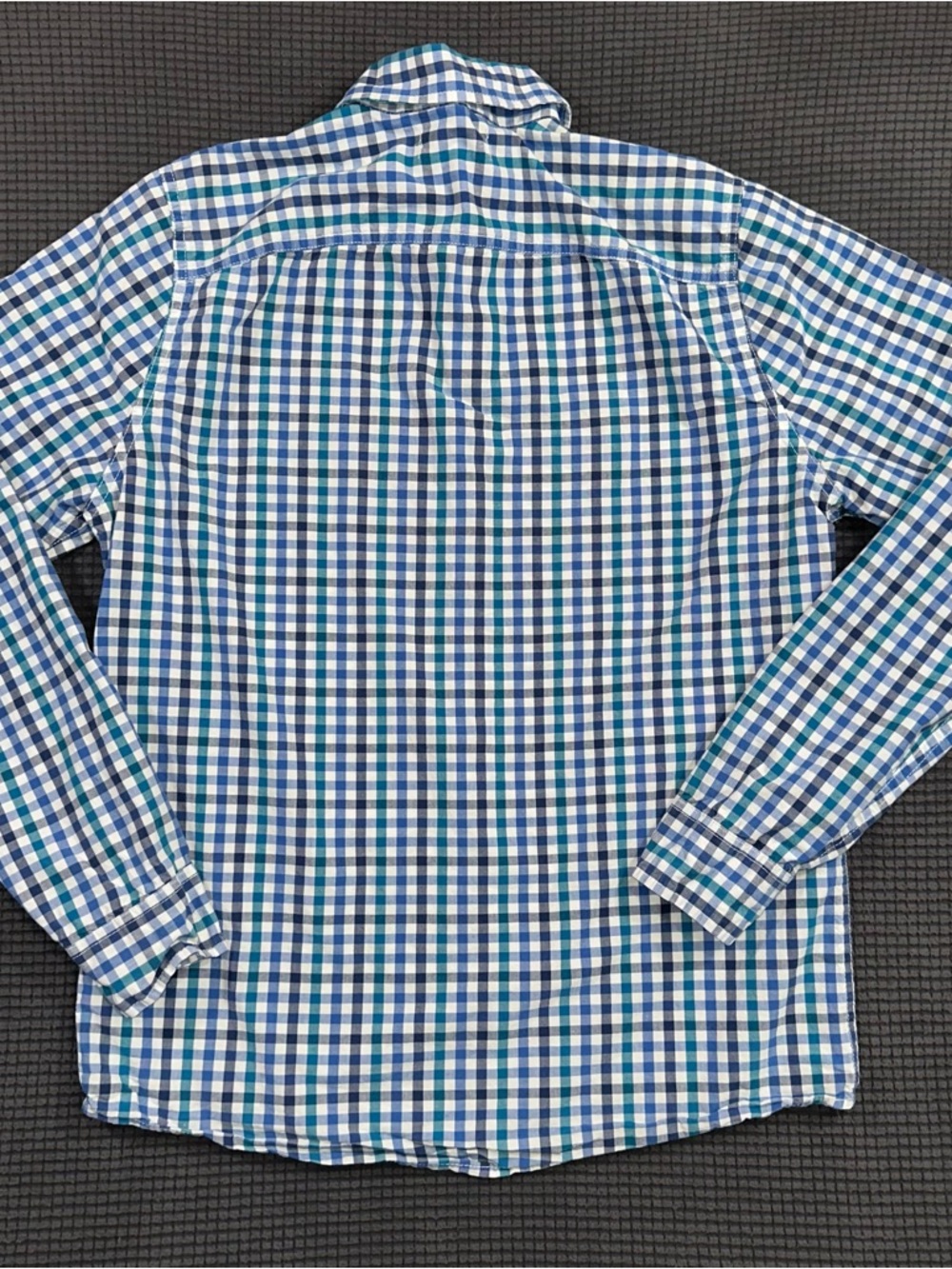 Hollister Plaid Button Down Shirt Mens Medium Blue Green Long Sleeve - Picture 5 of 5